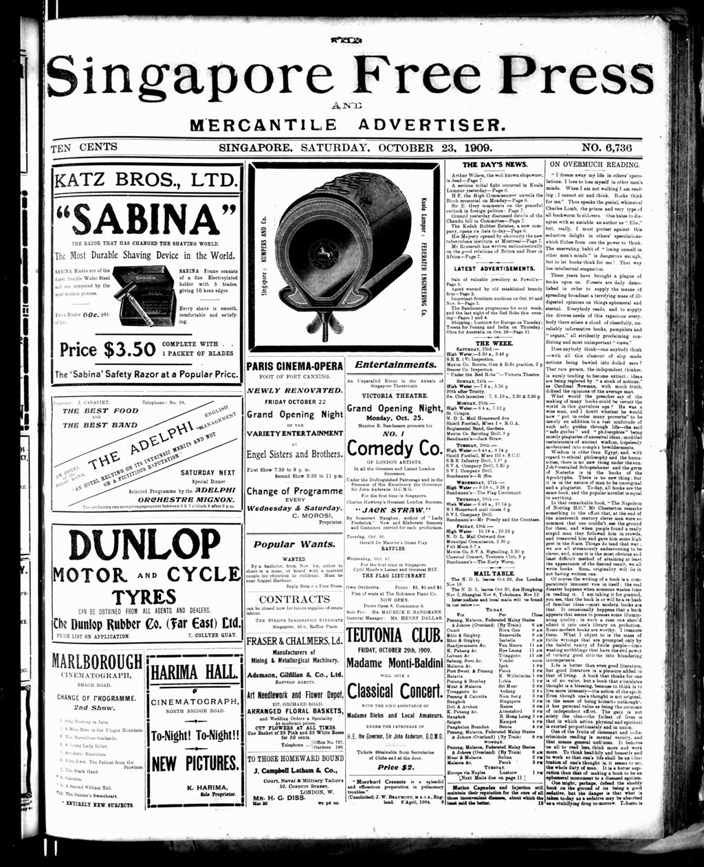 Miniature of Singapore Free Press and Mercantile Advertiser 23 October 1909