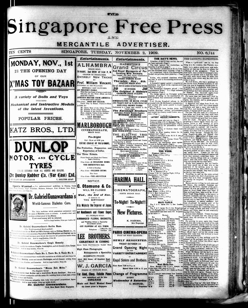 Miniature of Singapore Free Press and Mercantile Advertiser 02 November 1909