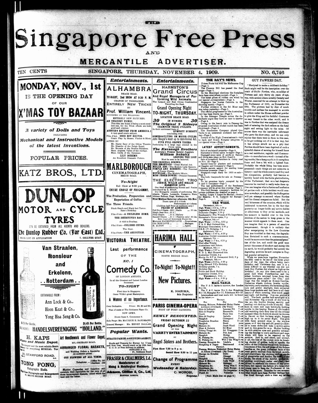 Miniature of Singapore Free Press and Mercantile Advertiser 04 November 1909