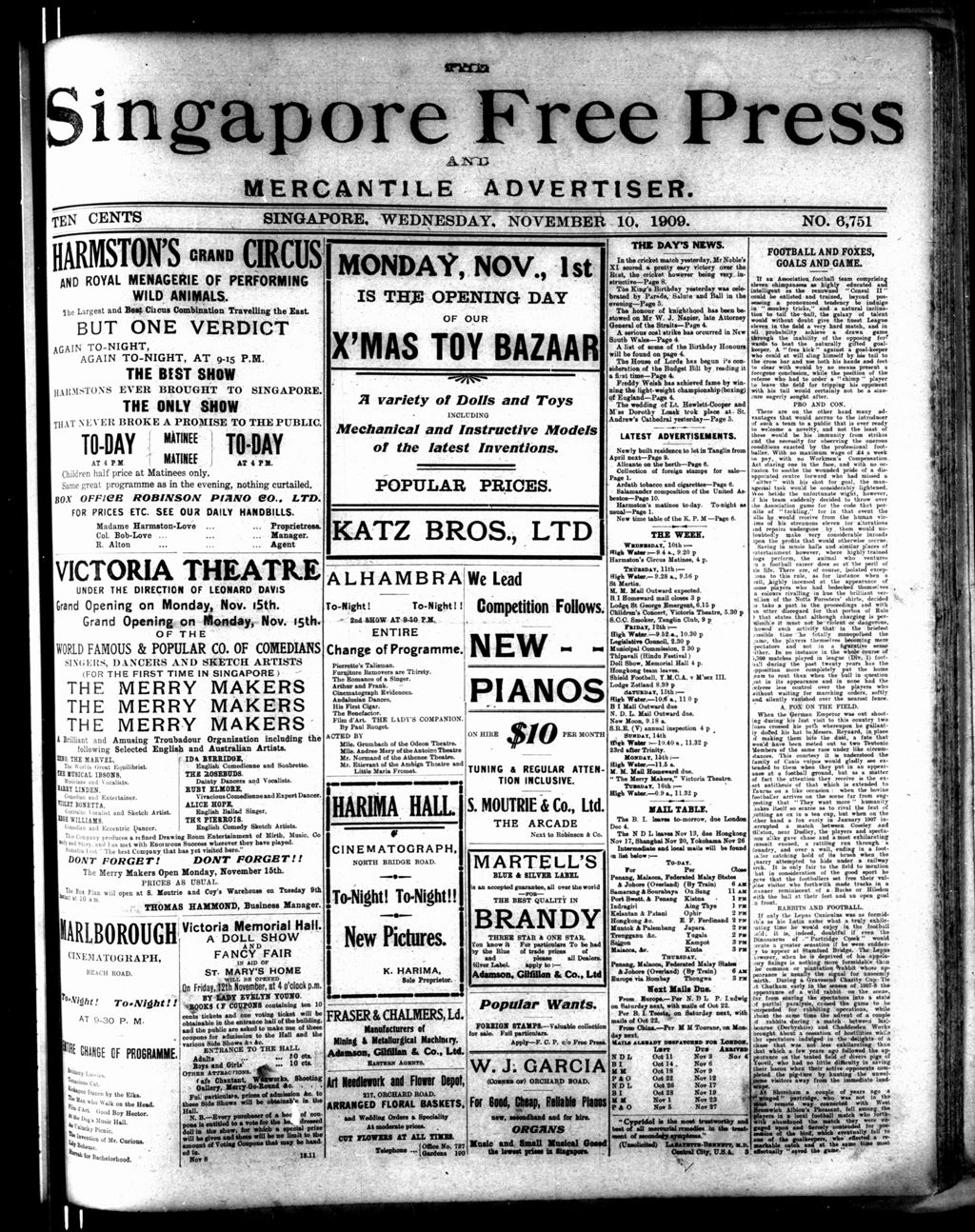 Miniature of Singapore Free Press and Mercantile Advertiser 10 November 1909