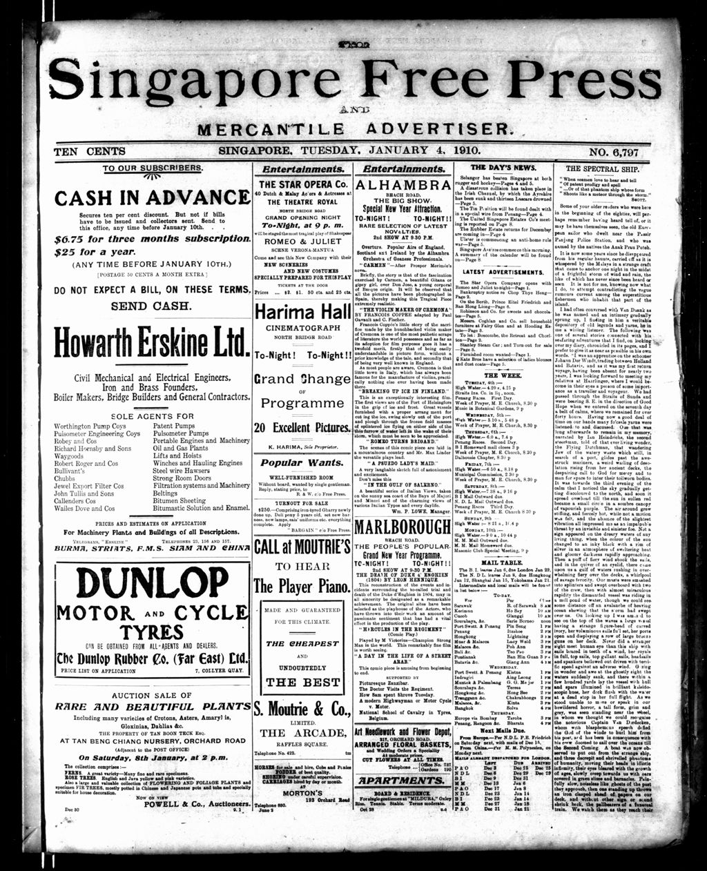 Miniature of Singapore Free Press and Mercantile Advertiser 04 January 1910