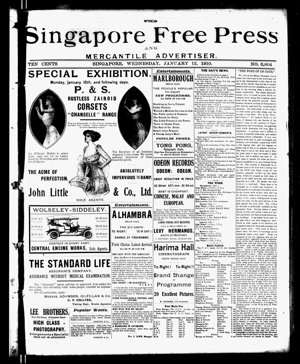 Miniature of Singapore Free Press and Mercantile Advertiser 12 January 1910