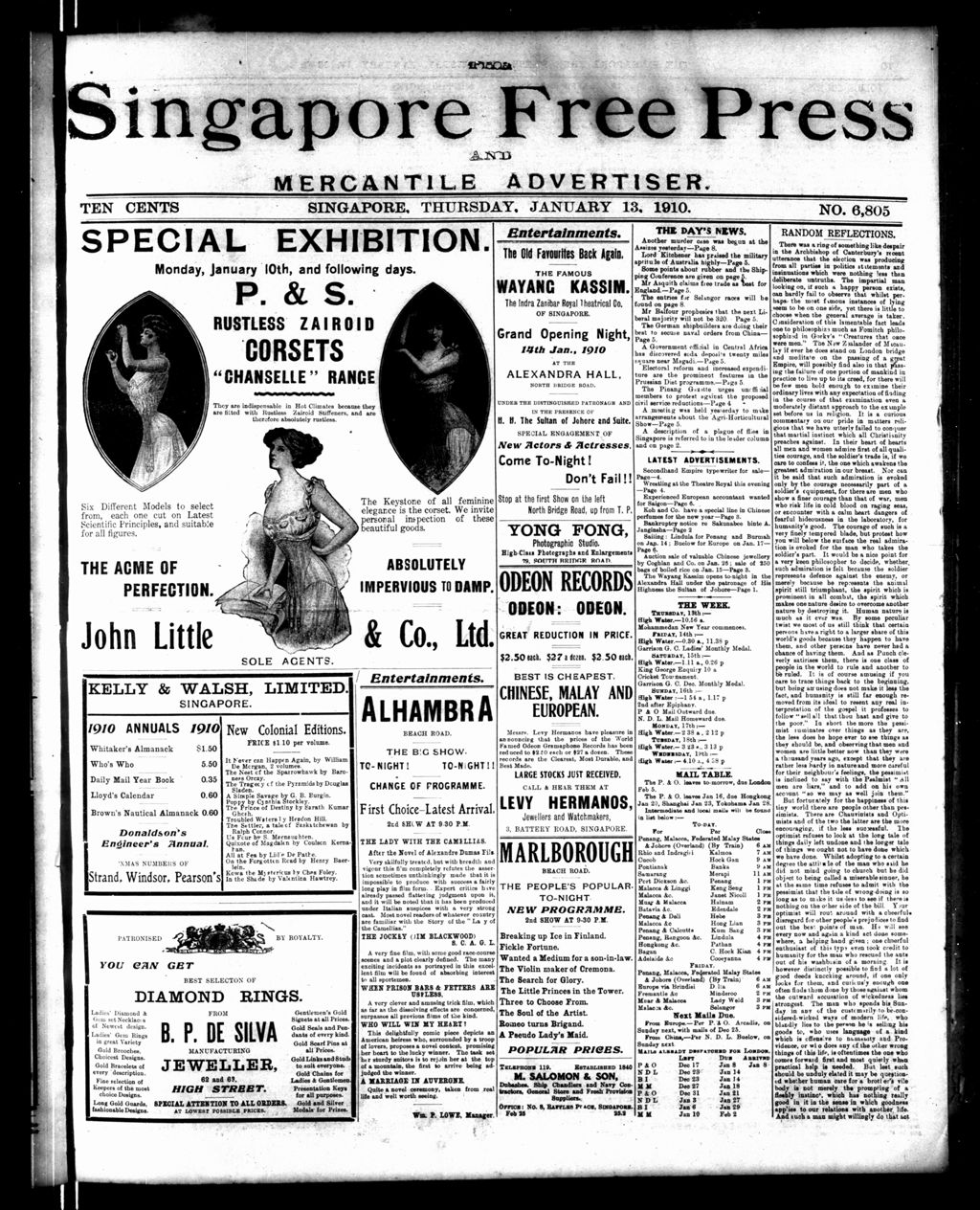 Miniature of Singapore Free Press and Mercantile Advertiser 13 January 1910