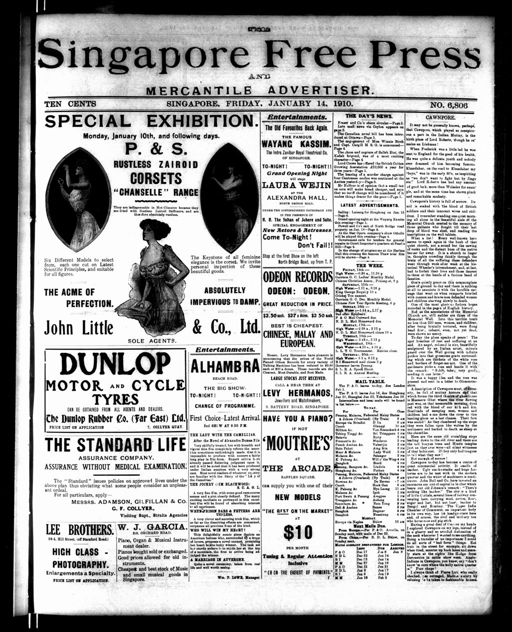 Miniature of Singapore Free Press and Mercantile Advertiser 14 January 1910