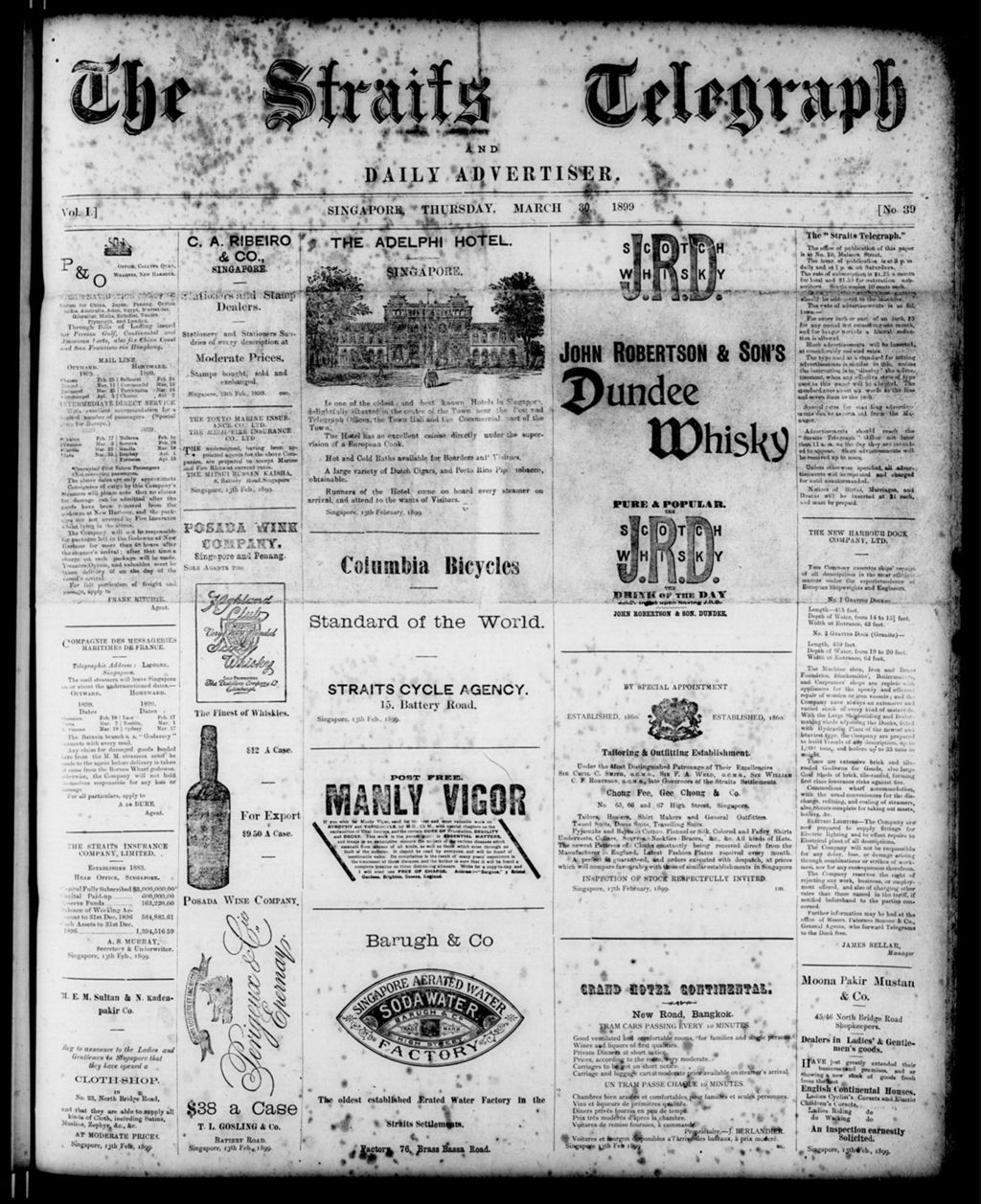 Miniature of Straits Telegraph and Daily Advertiser 30 March 1899