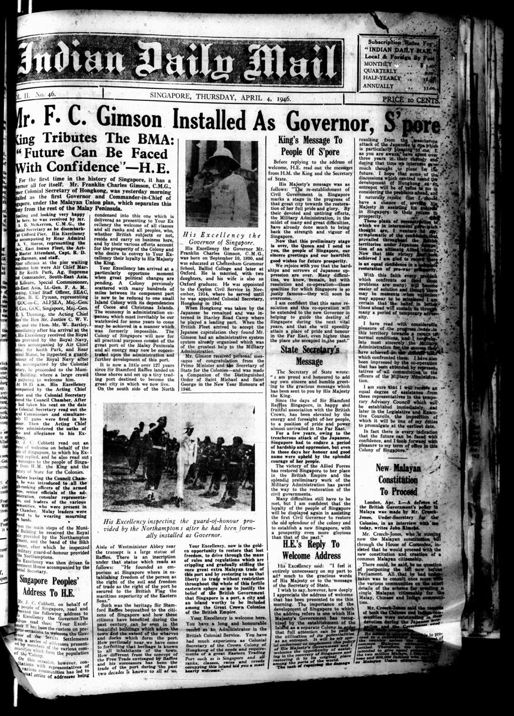 Miniature of Indian Daily Mail 04 April 1946