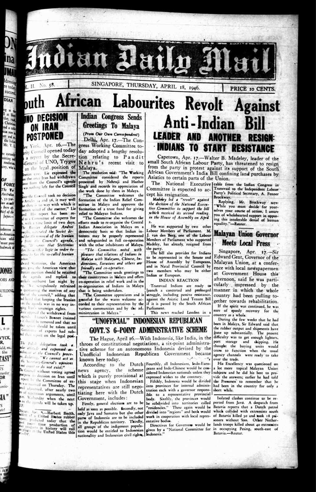 Miniature of Indian Daily Mail 18 April 1946