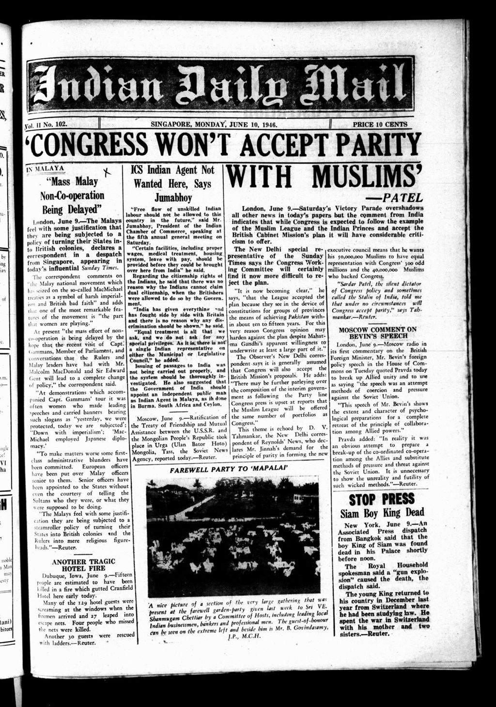 Miniature of Indian Daily Mail 10 June 1946