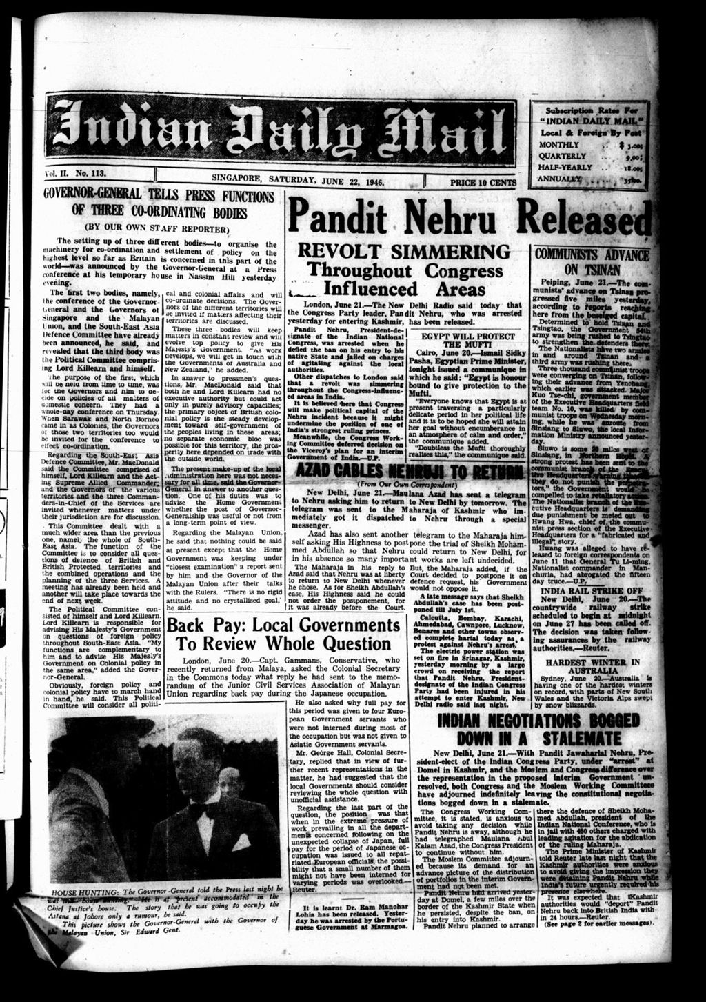 Miniature of Indian Daily Mail 22 June 1946