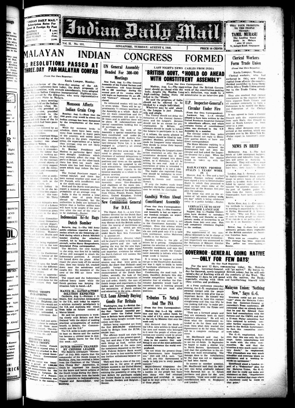 Miniature of Indian Daily Mail 06 August 1946