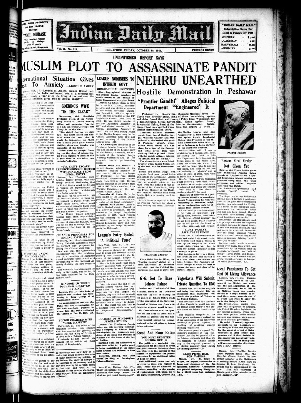 Miniature of Indian Daily Mail 18 October 1946