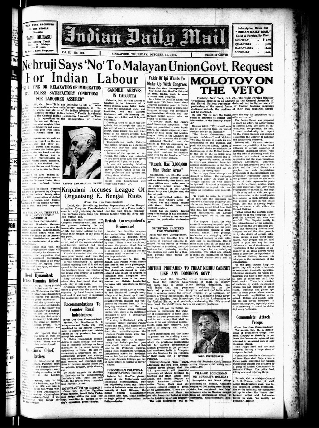 Miniature of Indian Daily Mail 31 October 1946