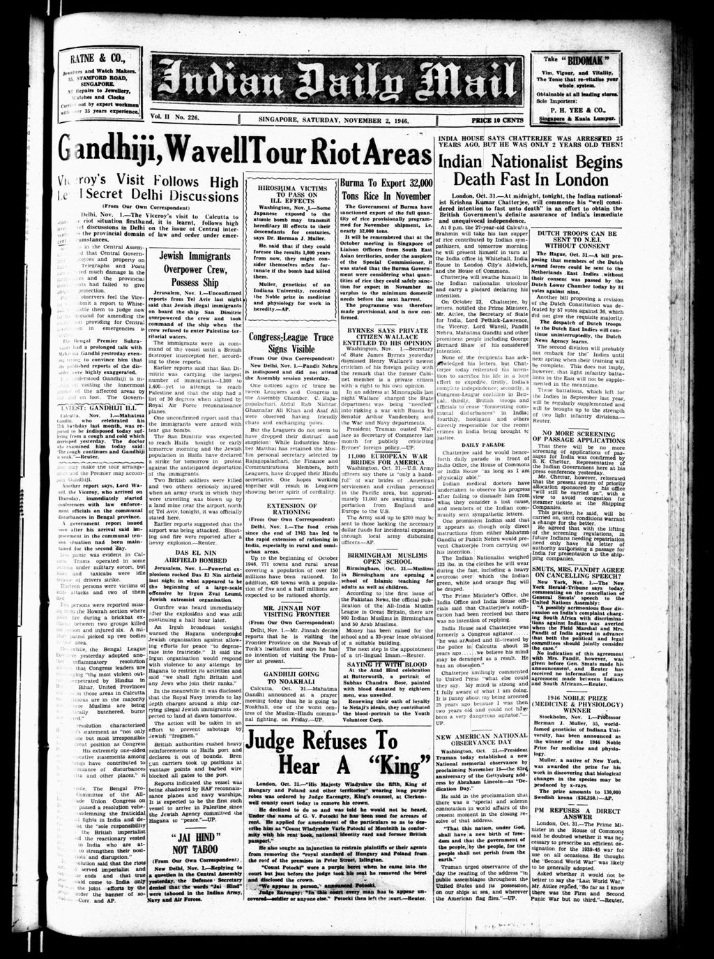 Miniature of Indian Daily Mail 02 November 1946