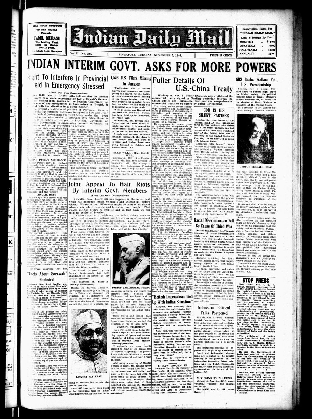 Miniature of Indian Daily Mail 05 November 1946