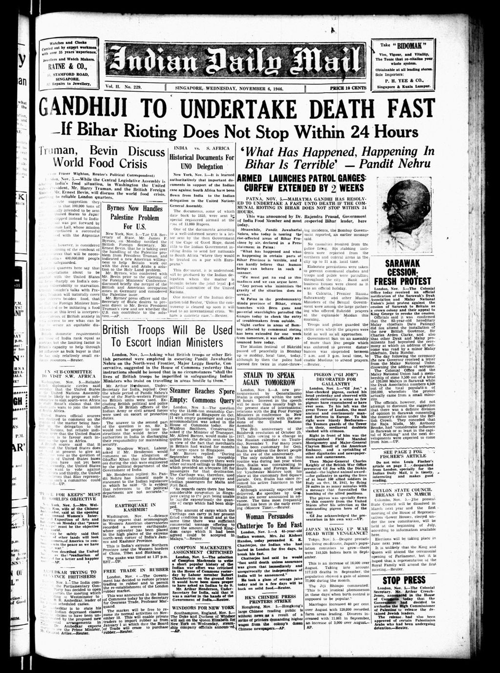 Miniature of Indian Daily Mail 06 November 1946