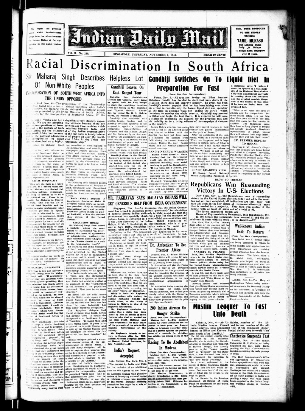 Miniature of Indian Daily Mail 07 November 1946