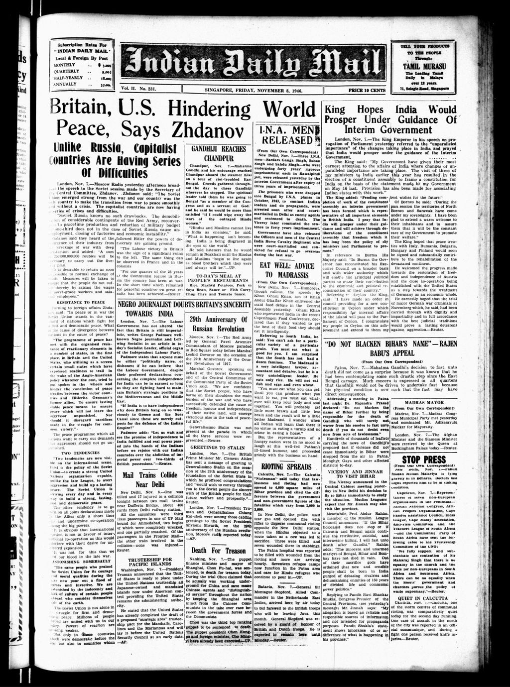 Miniature of Indian Daily Mail 08 November 1946