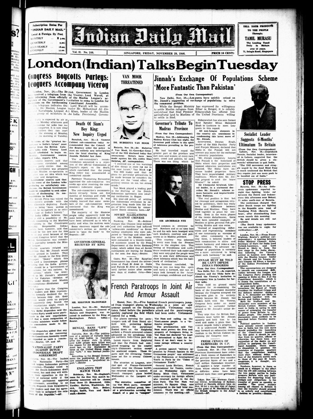 Miniature of Indian Daily Mail 29 November 1946