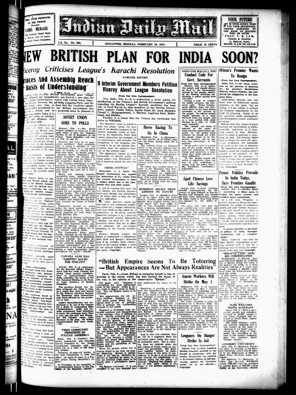 Miniature of Indian Daily Mail 10 February 1947