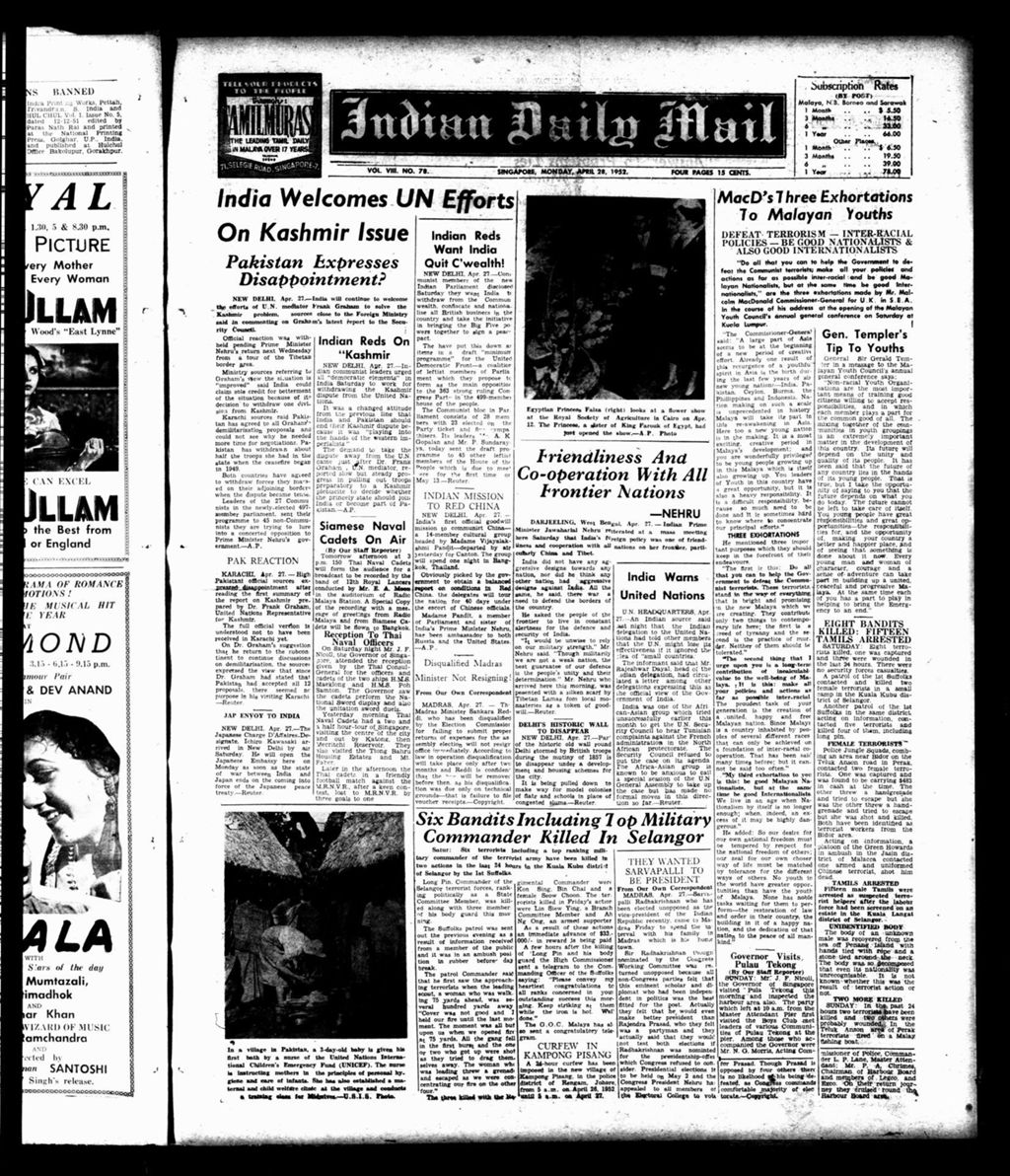 Miniature of Indian Daily Mail 28 April 1952