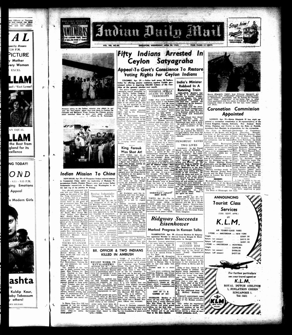 Miniature of Indian Daily Mail 30 April 1952