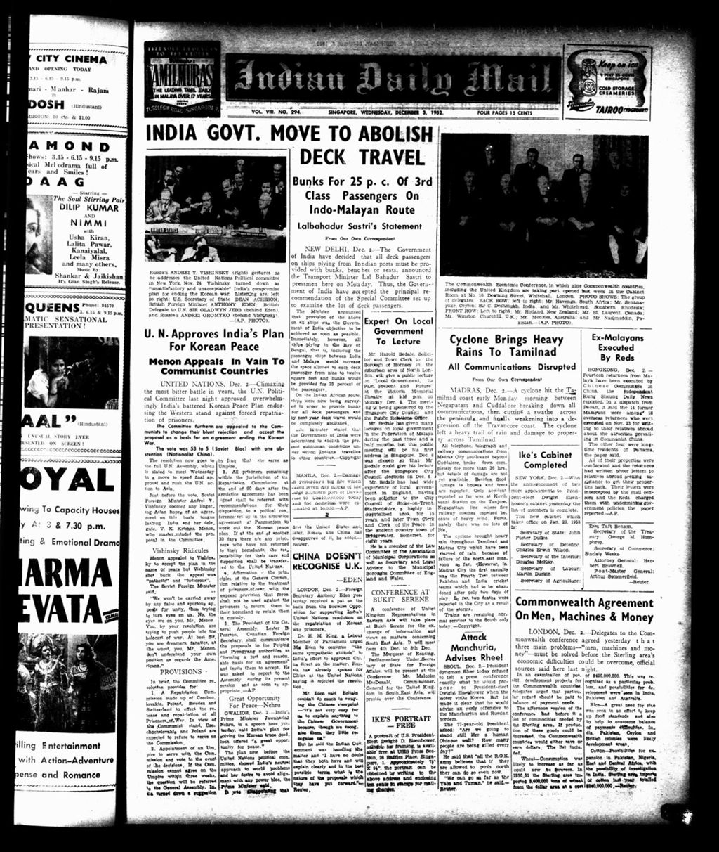 Miniature of Indian Daily Mail 03 December 1952