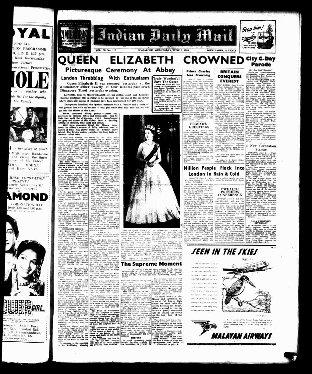 Miniature of Indian Daily Mail 03 June 1953