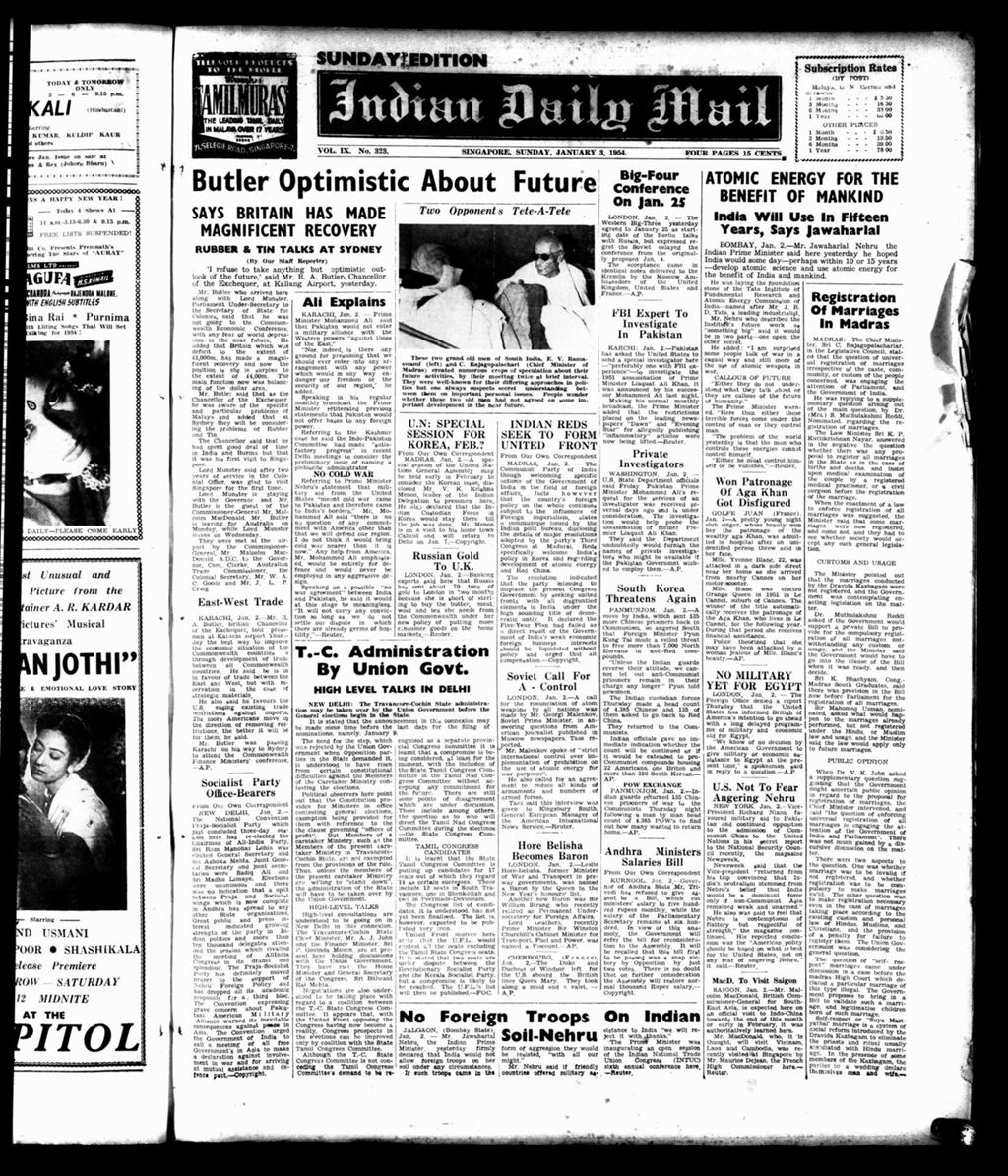 Miniature of Indian Daily Mail 03 January 1954