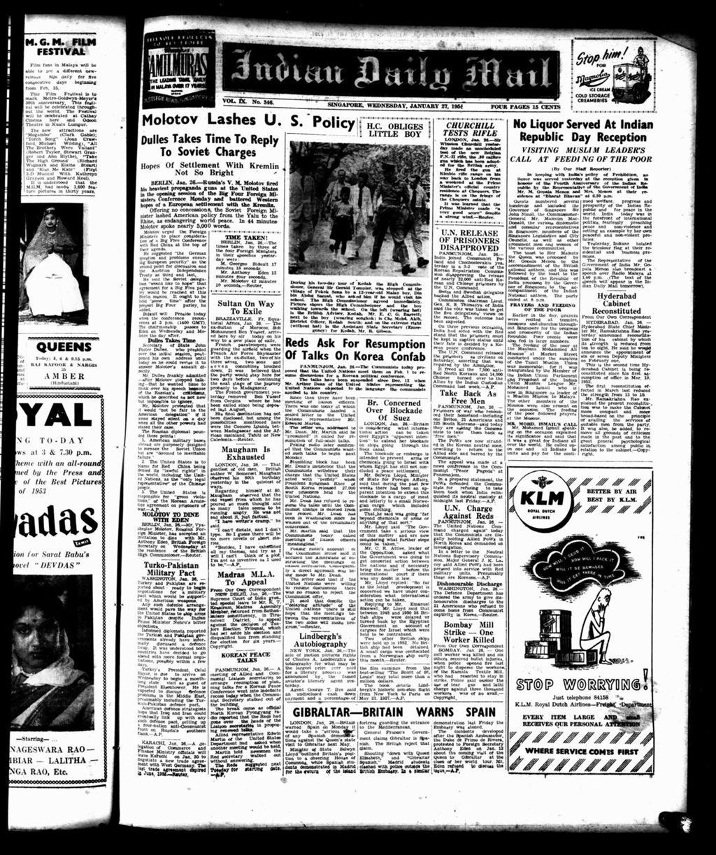 Miniature of Indian Daily Mail 27 January 1954