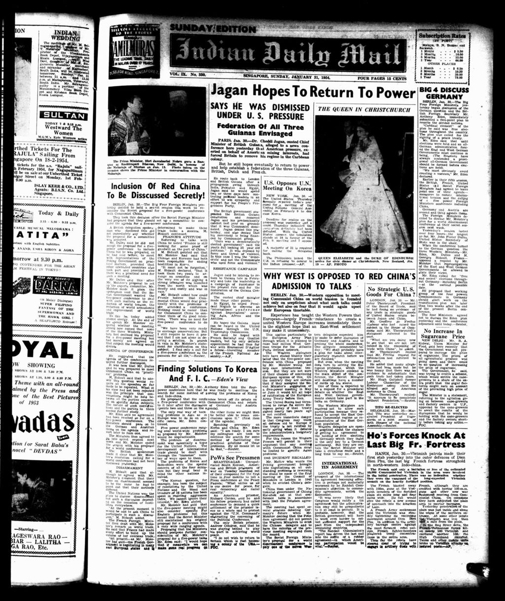 Miniature of Indian Daily Mail 31 January 1954