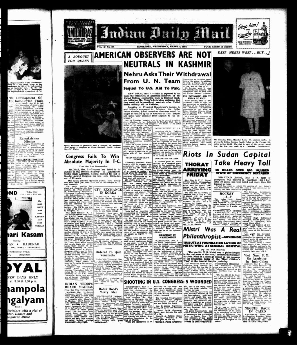 Miniature of Indian Daily Mail 03 March 1954