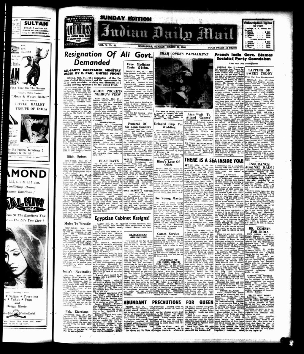 Miniature of Indian Daily Mail 28 March 1954