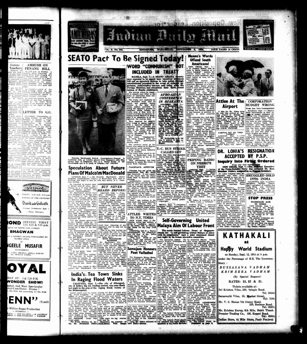 Miniature of Indian Daily Mail 08 September 1954