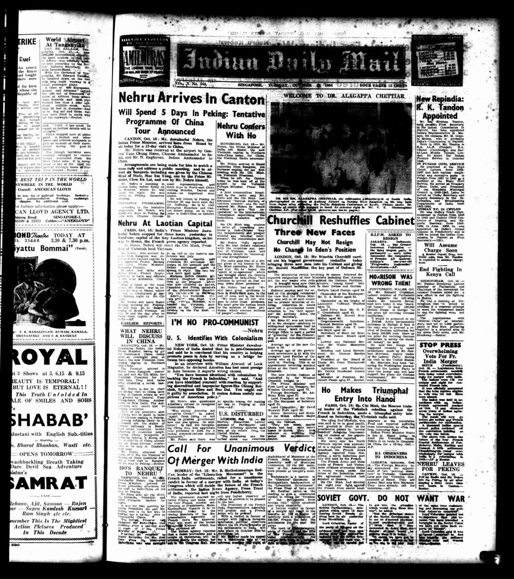 Miniature of Indian Daily Mail 19 October 1954