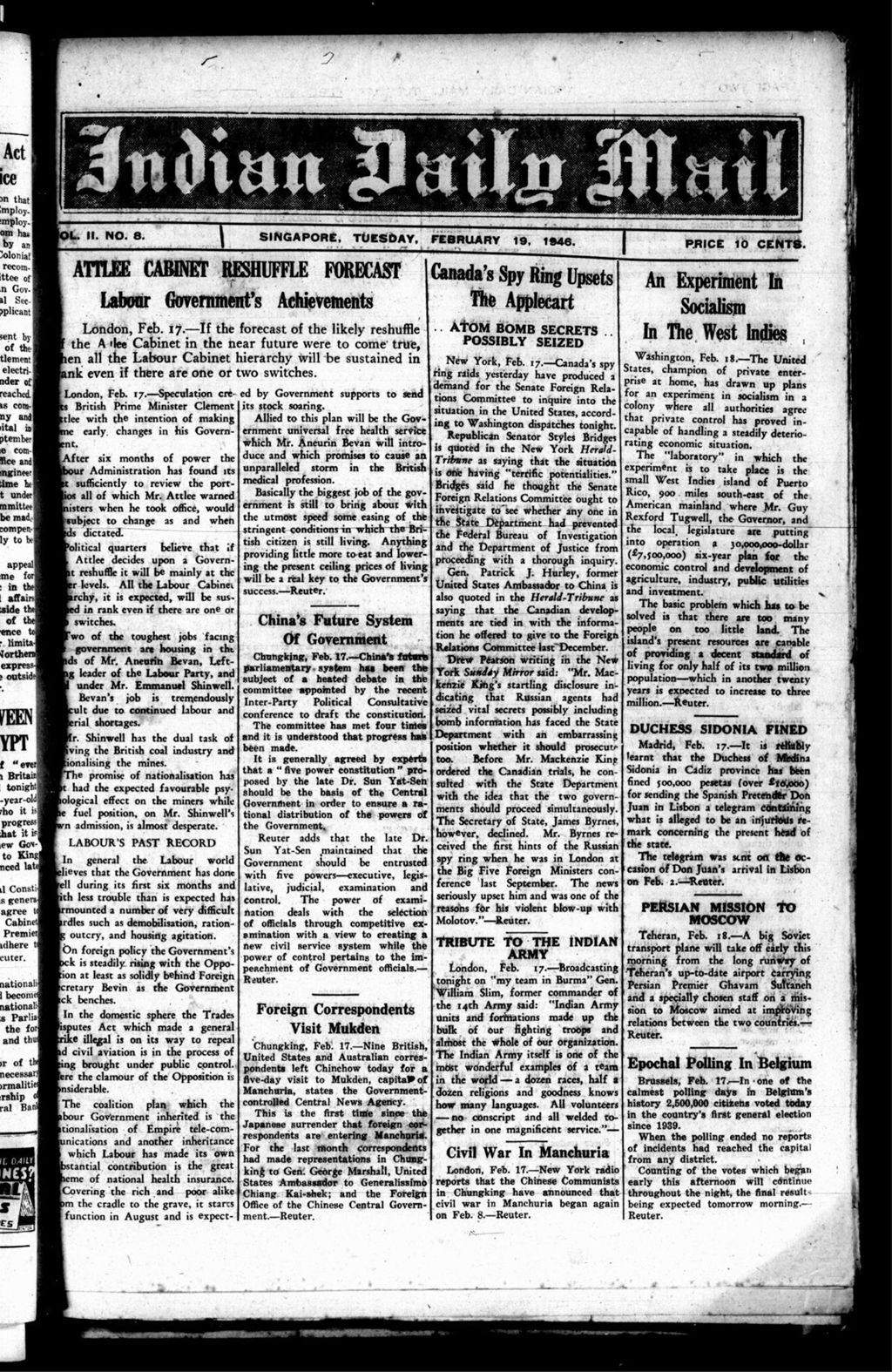 Miniature of Indian Daily Mail 19 February 1946