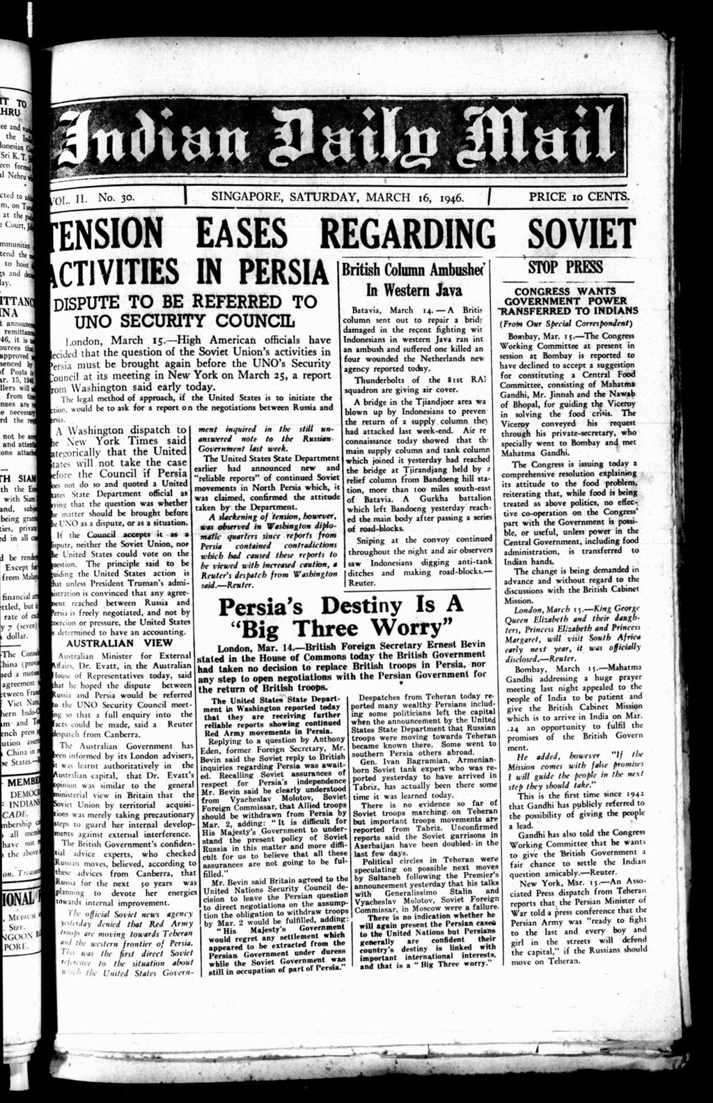 Miniature of Indian Daily Mail 16 March 1946