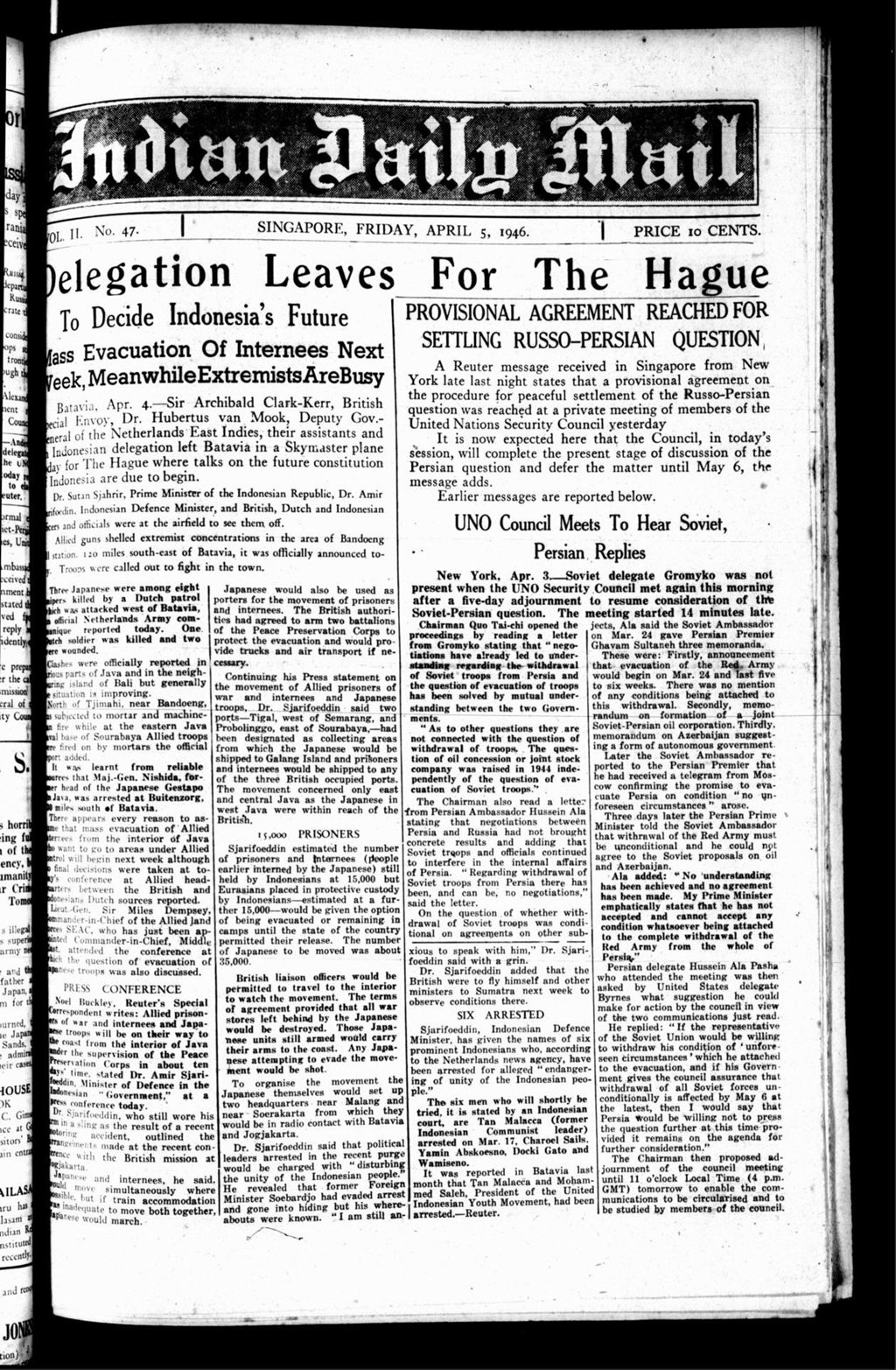 Miniature of Indian Daily Mail 05 April 1946