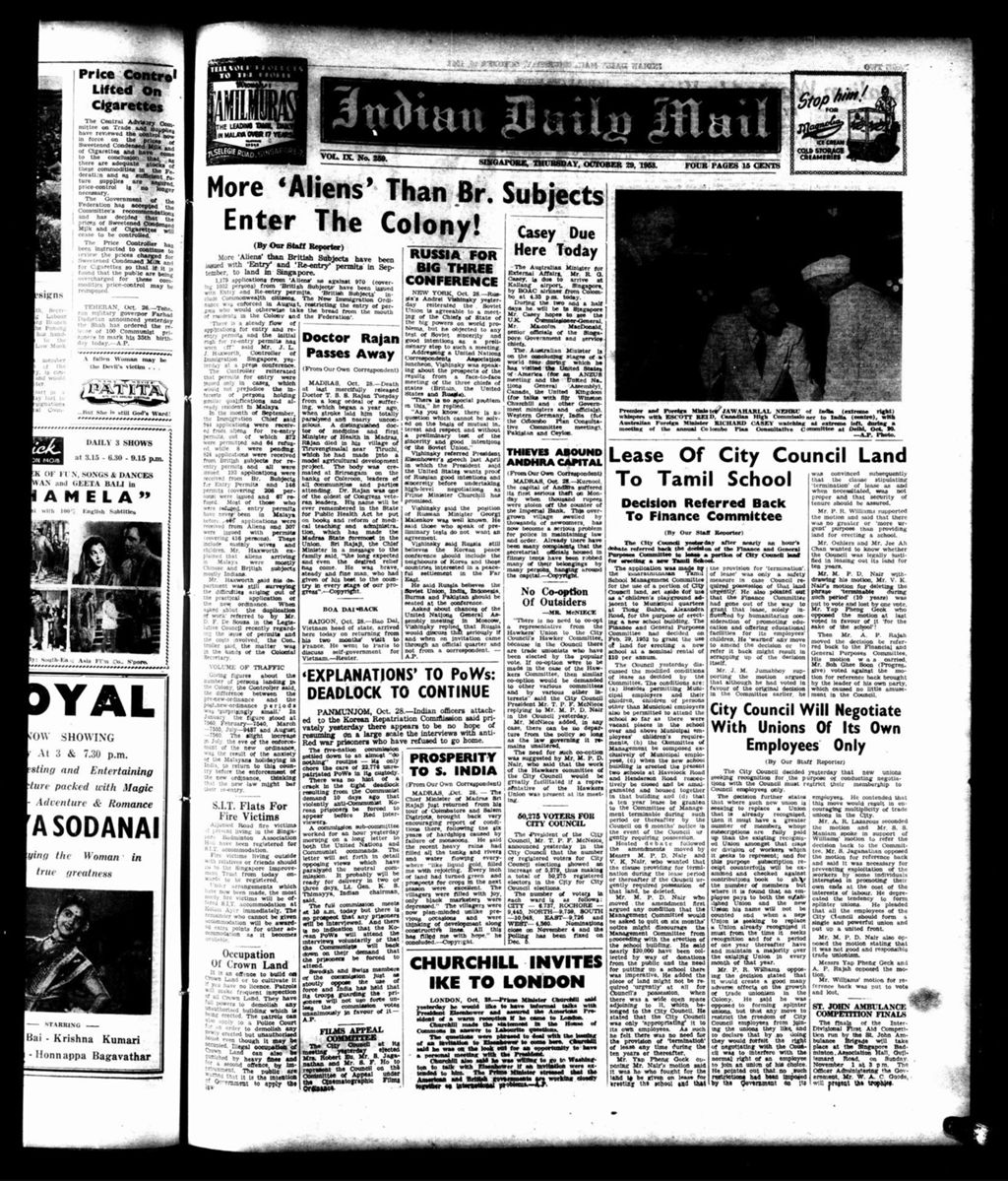 Miniature of Indian Daily Mail 29 October 1953