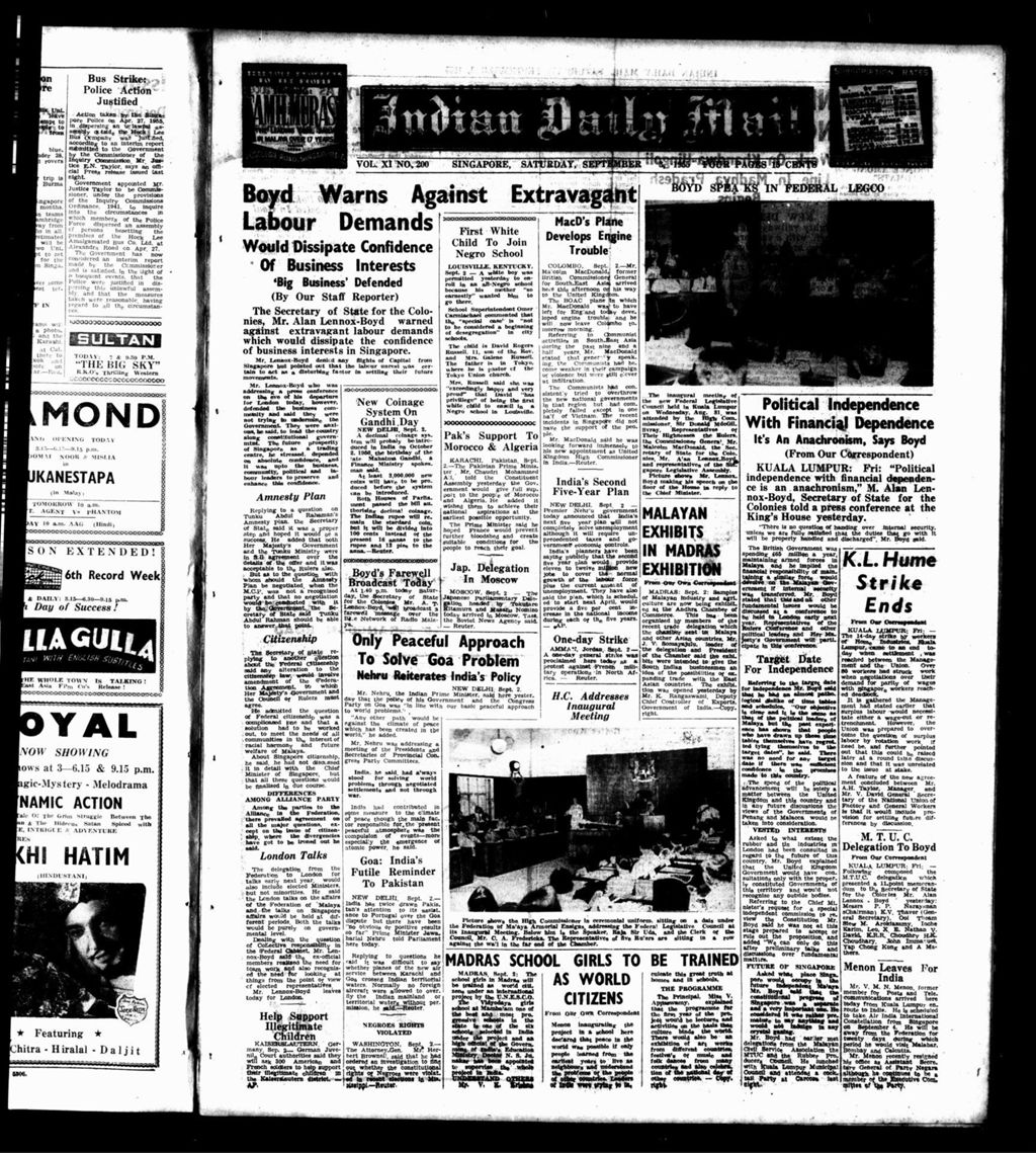 Miniature of Indian Daily Mail 03 September 1955