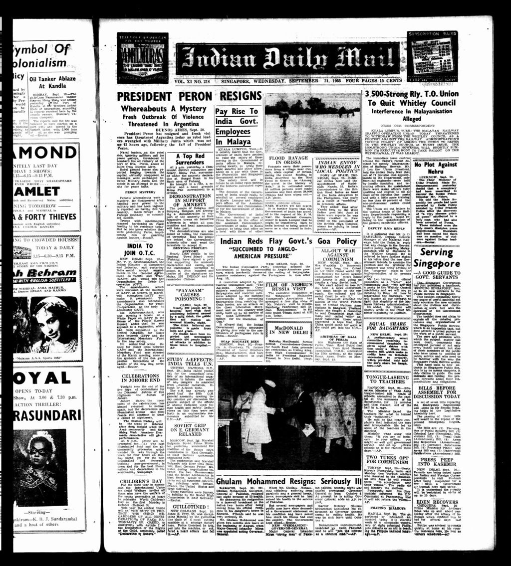 Miniature of Indian Daily Mail 21 September 1955