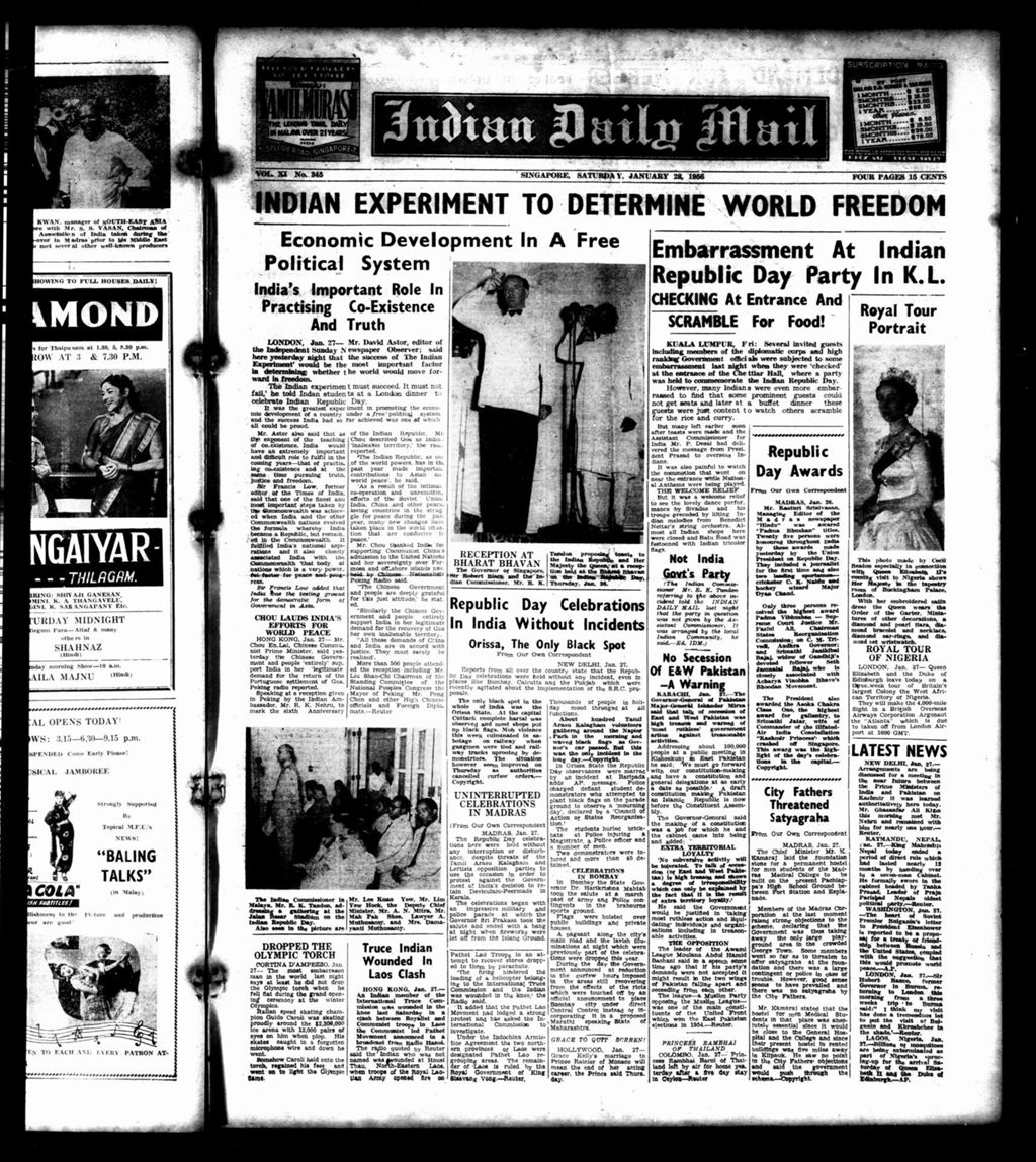 Miniature of Indian Daily Mail 28 January 1956