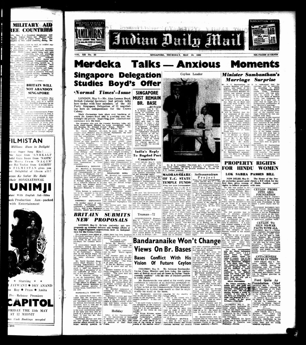 Miniature of Indian Daily Mail 10 May 1956