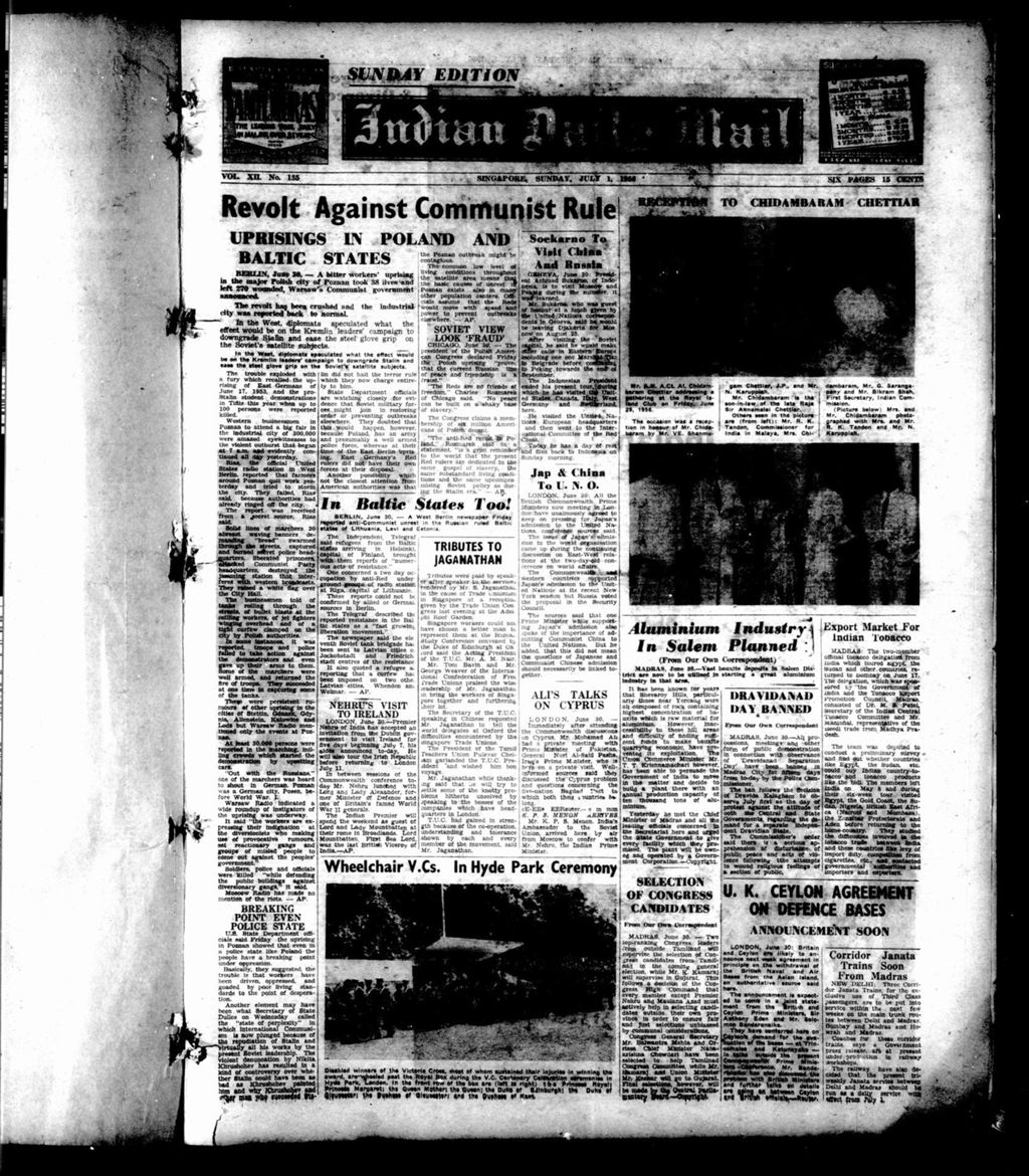 Miniature of Indian Daily Mail 01 July 1956