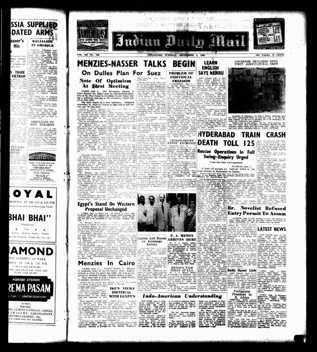 Miniature of Indian Daily Mail 04 September 1956