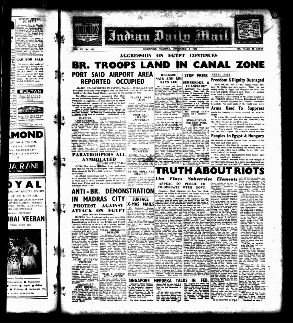 Miniature of Indian Daily Mail 06 November 1956