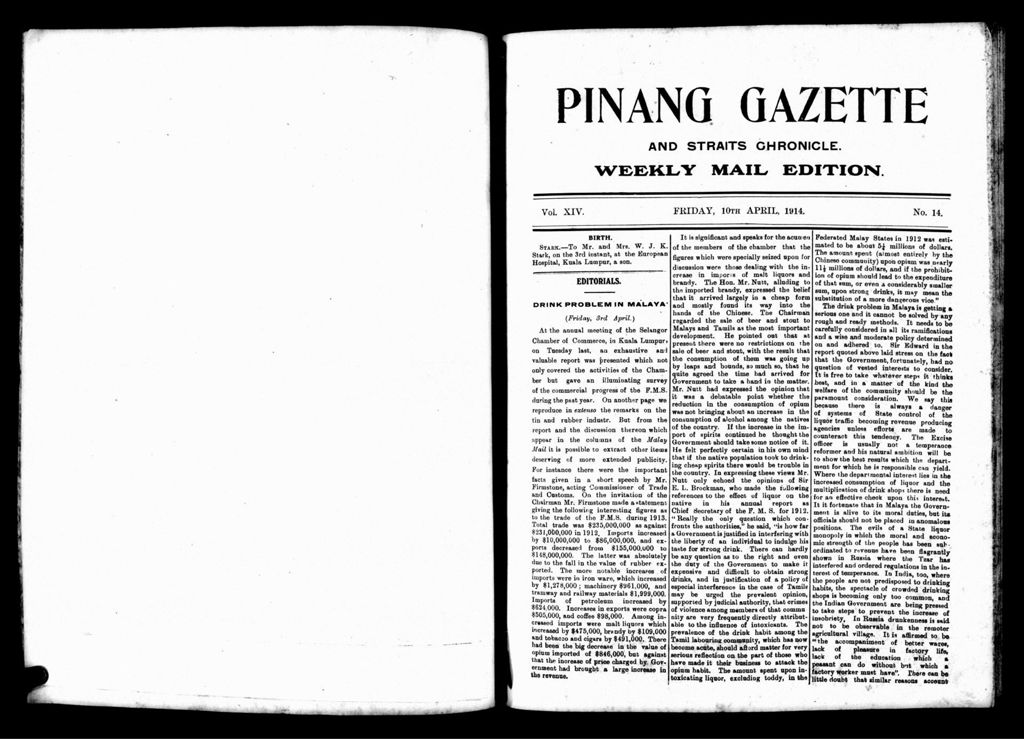 Miniature of Pinang Gazette and Straits Chronicle Weekly Mail Edition 10 April 1914