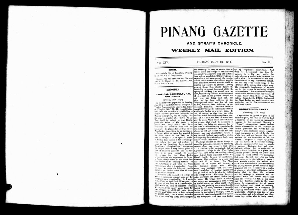 Miniature of Pinang Gazette and Straits Chronicle Weekly Mail Edition 24 July 1914