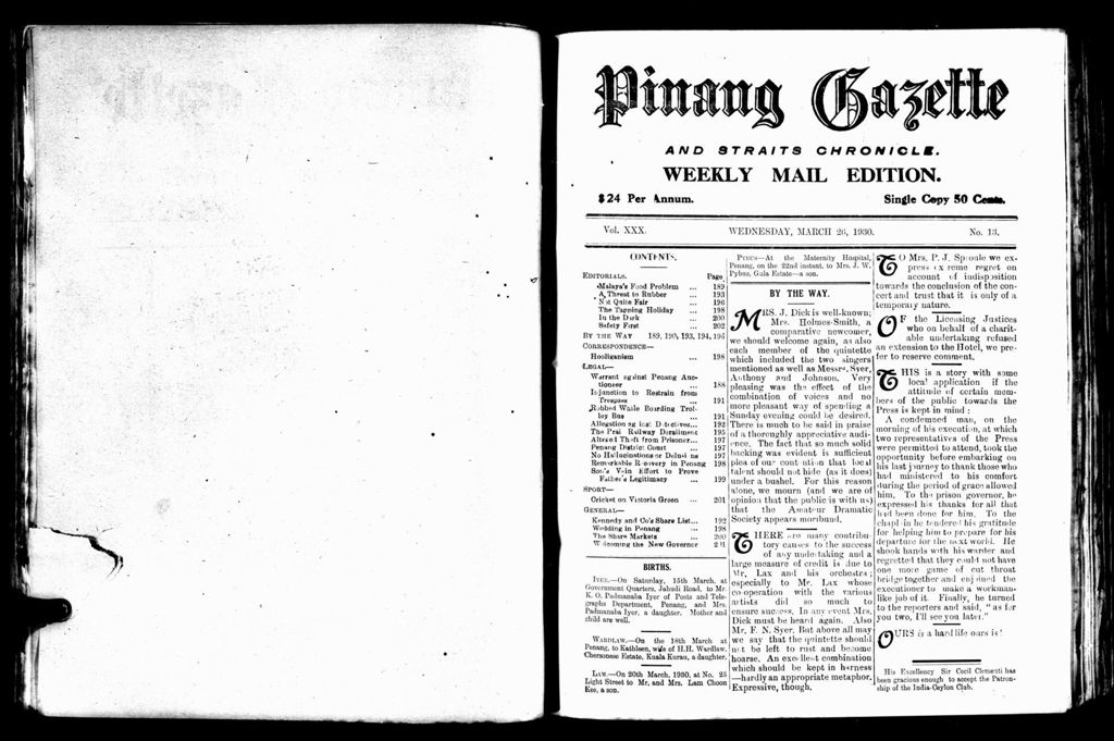 Miniature of Pinang Gazette and Straits Chronicle Weekly Mail Edition 26 March 1930