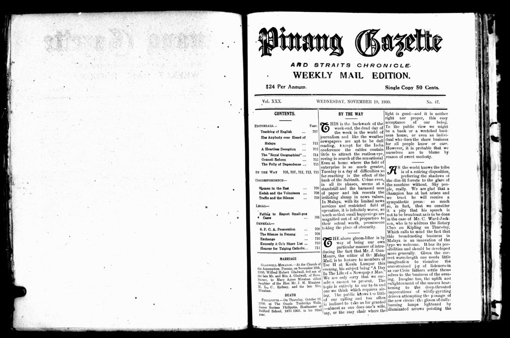 Miniature of Pinang Gazette and Straits Chronicle Weekly Mail Edition 19 November 1930