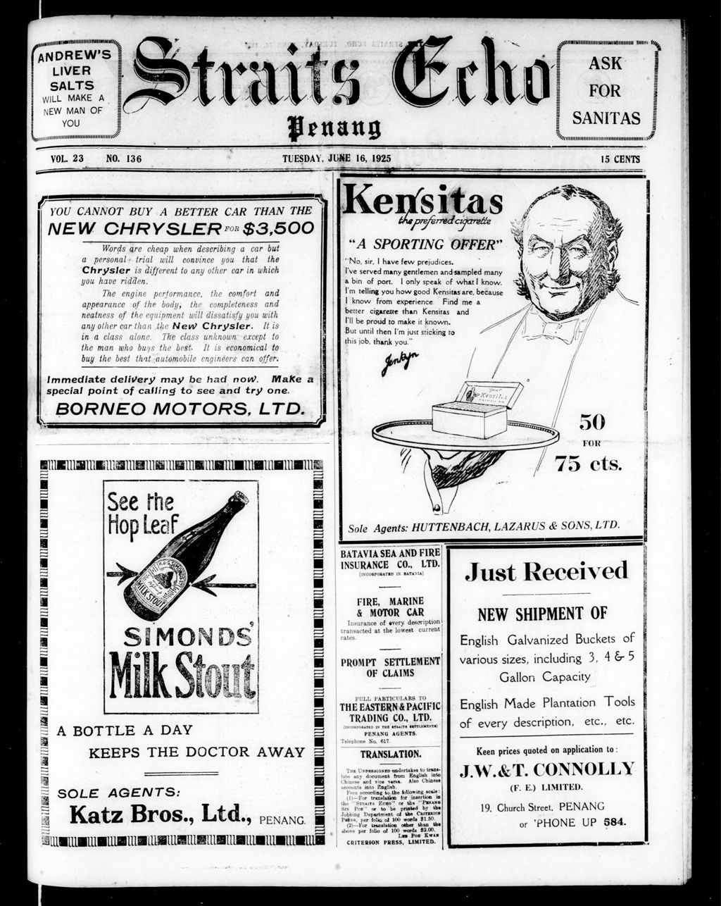 Miniature of Straits Echo 16 June 1925